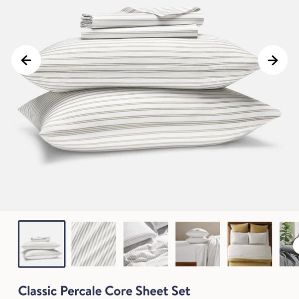 Classic Percale Core Sheet Set-King-stripe pebble