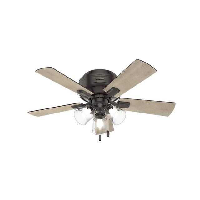 Hunter Indoor Low Profile Ceiling Fan, with pull chain control - Crestfield 42 inch, Nobel Bronze, 52153