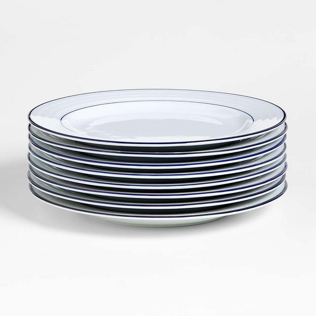 Roulette Blue Band Dinner Plates, Set of 8