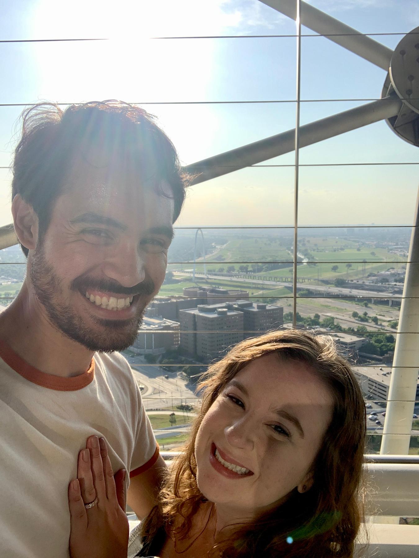 Reunion Tower after the proposal!