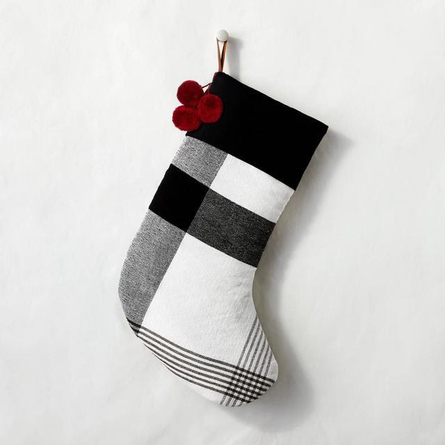 Holiday Stocking Black/White Plaid - Hearth & Hand™ with Magnolia