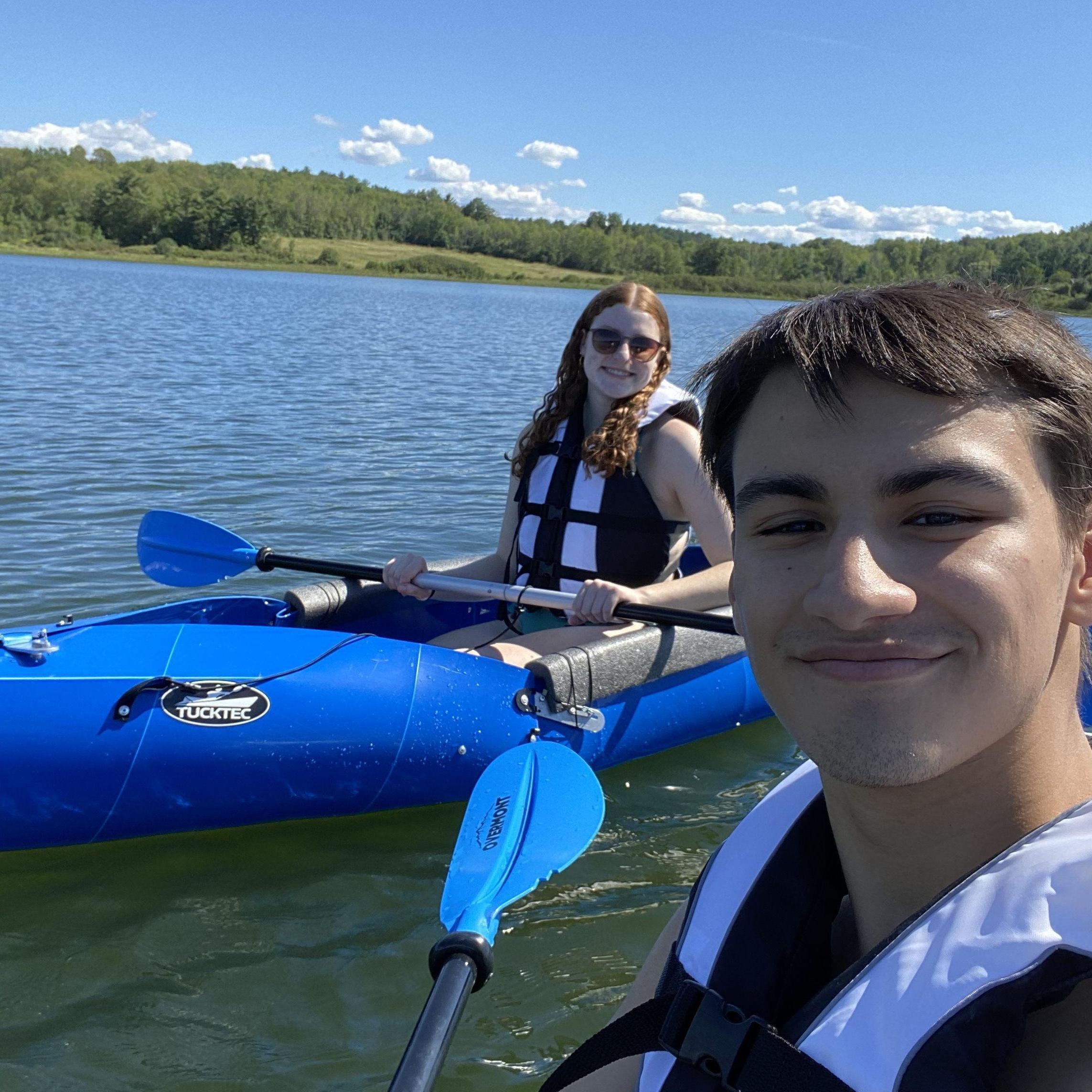 8.14.22 - Amy and Emanuel kayaking at Sandbar State Park in Vermont.