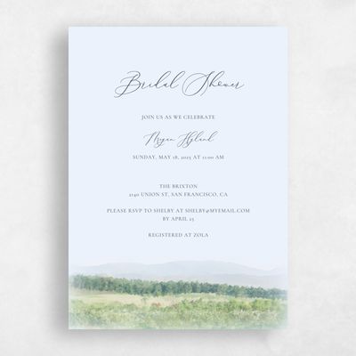 Light Sky, Blue Wedding Wedding Shower Invitation - Meadowlark Portrait