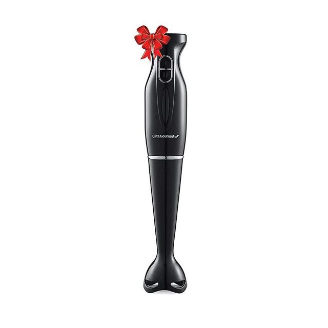 Elite Gourmet EHB1023 Immersion Hand Blender 300 Watts 2 Speed Mixing with Detachable Blades, Detachable Wand Stick Mixer, Smoothies, Baby Food, Soup, Black
