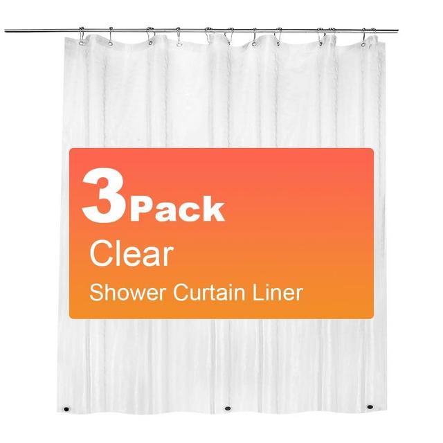 ZEMAHOME 3 Pack PEVA Plastic Shower Curtain Liner Premium Light Weight 72" x 72" Clear Bathroom Shower Showroom Curtain Liner with Rustproof Metal Gromments and Weighted Magnet