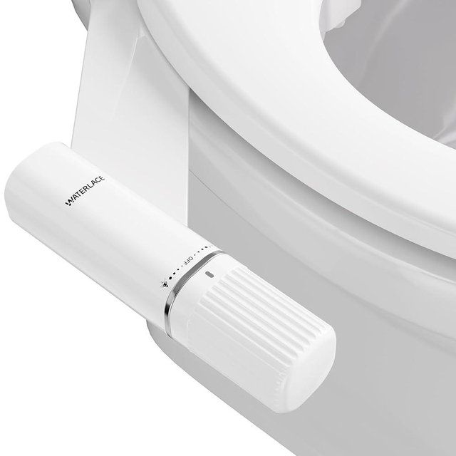 Waterlace Bidet Attachment for Toilet, Dual Retractable Nozzles Ultra-Thin Non-Electric Bidet, 2-in-1 Functionality with Adjustable Water Pressure, Wide Compatibility & Easy Installation (White)