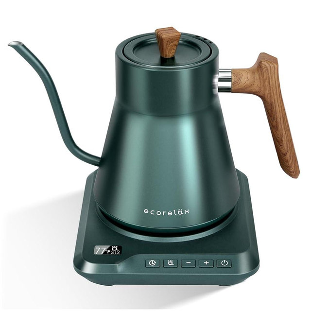 ECORELAX Gooseneck Electric Kettle with Temperature Control,1200W Electric Tea Kettle, 34oz Pour Over Electric Kettle for Coffee & Tea, Green