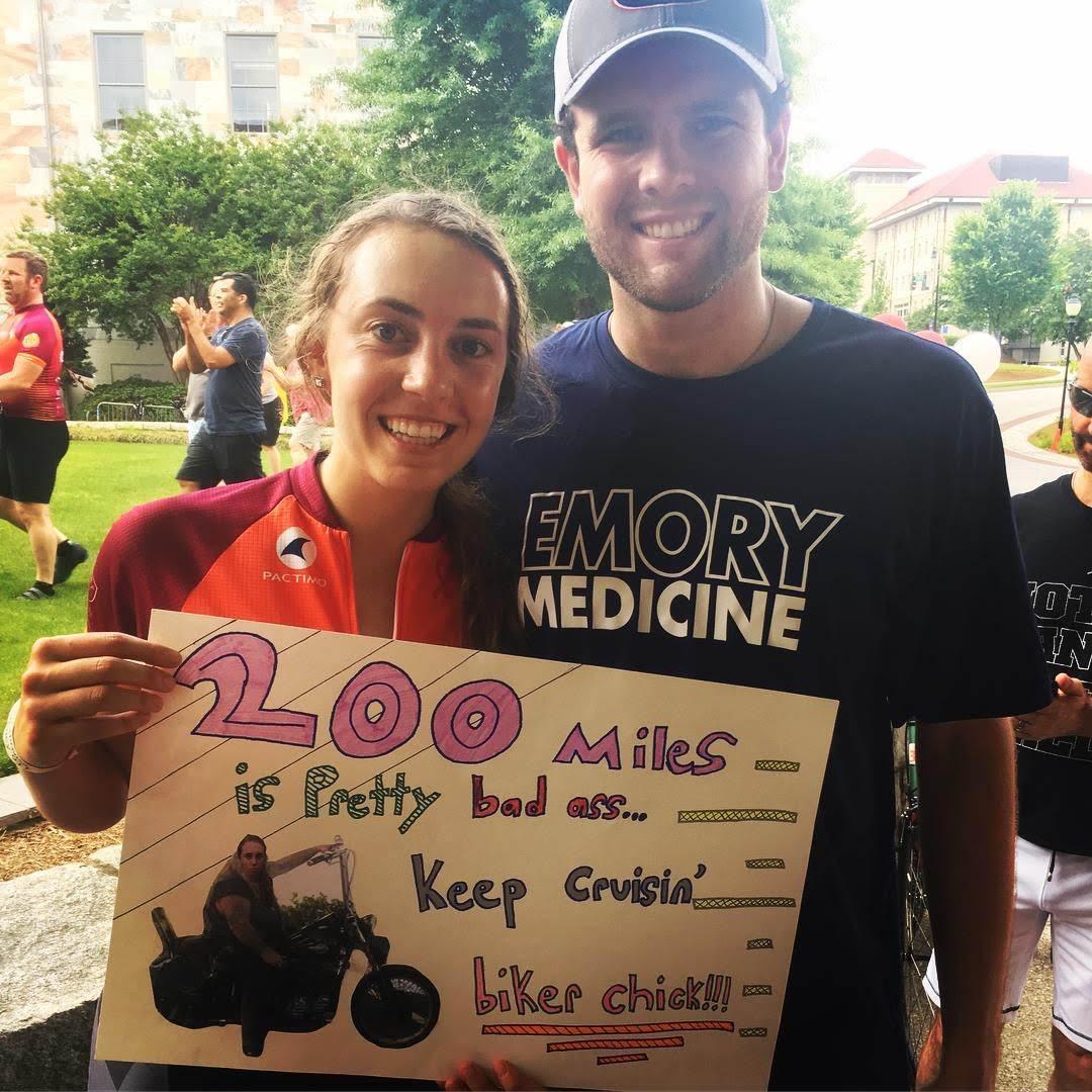 Tim got very creative on sign making for Sarah's 200 mile bike ride