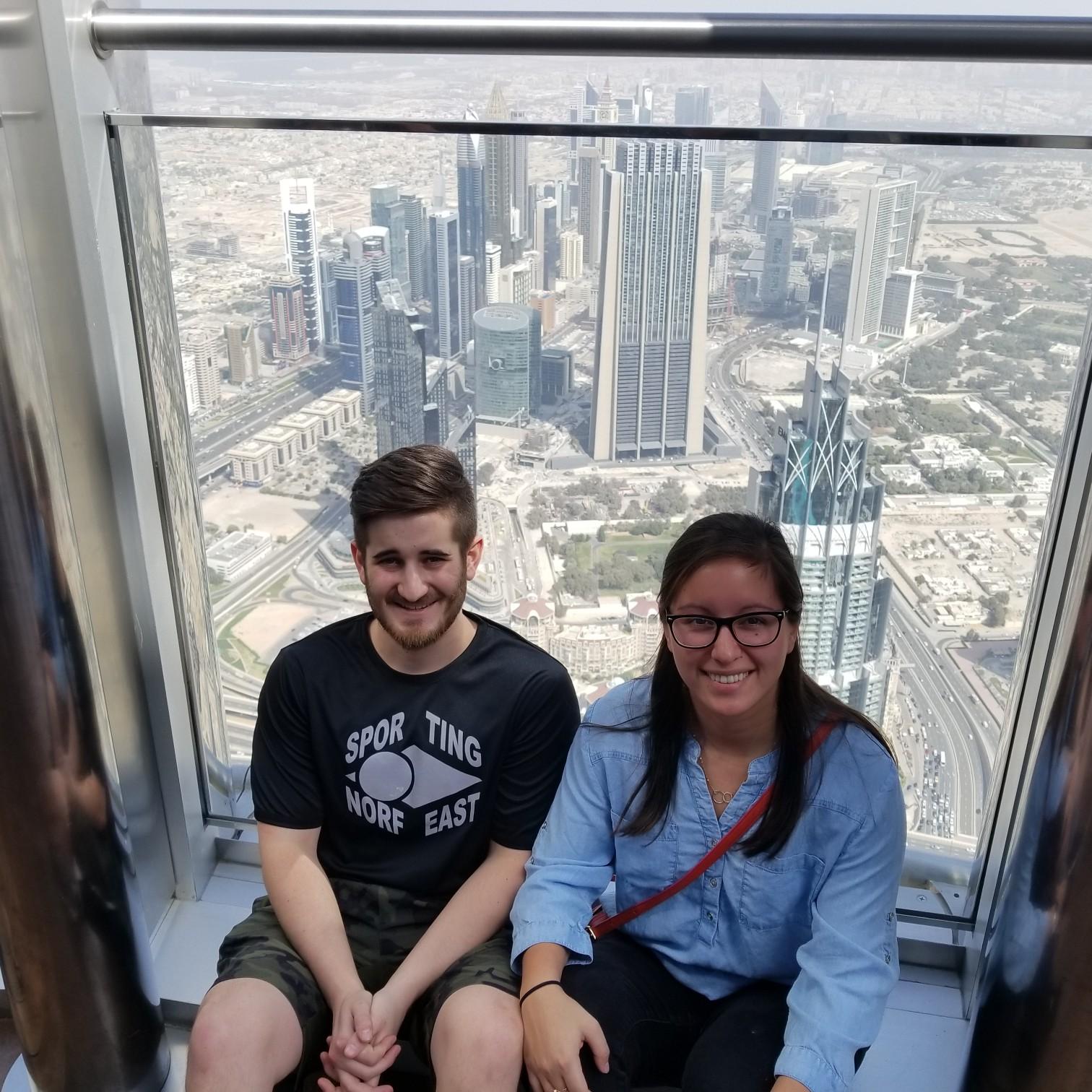 At the top of the Burj Khalifa in Dubai!