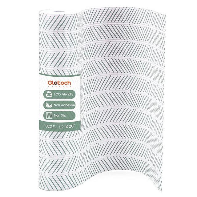 Glotoch Premium Non Slip Shelf Liner, Non Adhesive Drawer Liner, Waterproof Shelf Liners for Kitchen Cabinets, Drawer, Fridge, Wire Shelving, Pantry-12 X20 FT, Heavy Duty, White Herringbone
