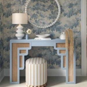 Dex Striped Linen Ottoman
