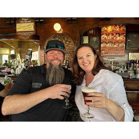 Introducing Todd to the best Irish coffee at The Buena Vista, San Francisco. July 2023