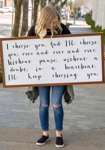 Wood Framed Signboard - I Choose You - Multiple Sizes