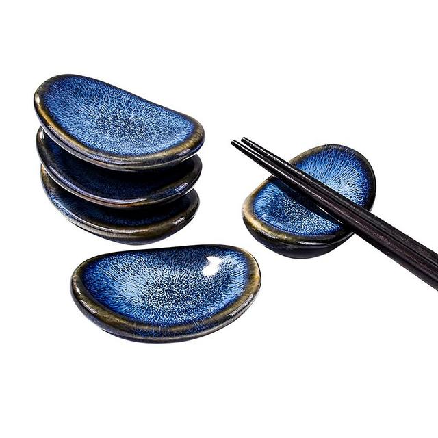 Japanese Antique Chopstick Rest, Ceramic Chopsticks Holder set of 5, Spoon Fork Knife Holder Set