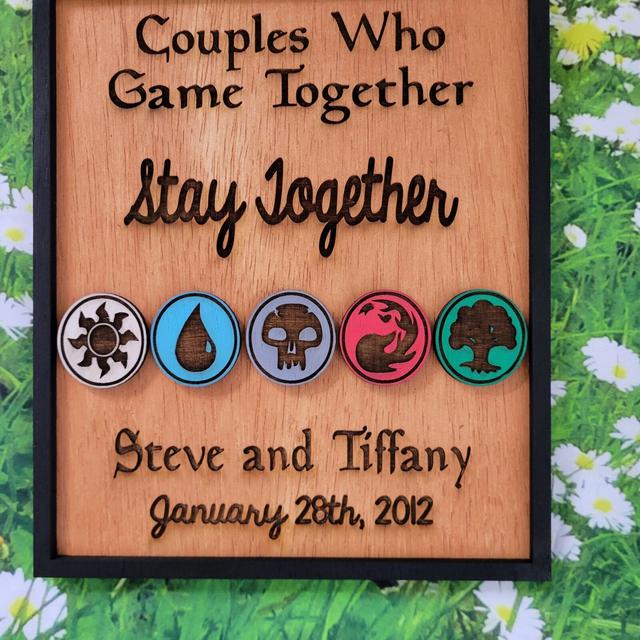 8.5" x 10" Couples Who Game Together Stay Together | Magic Card Game Anniversary Gift | Gamers | Couple Gift | Custom With Names