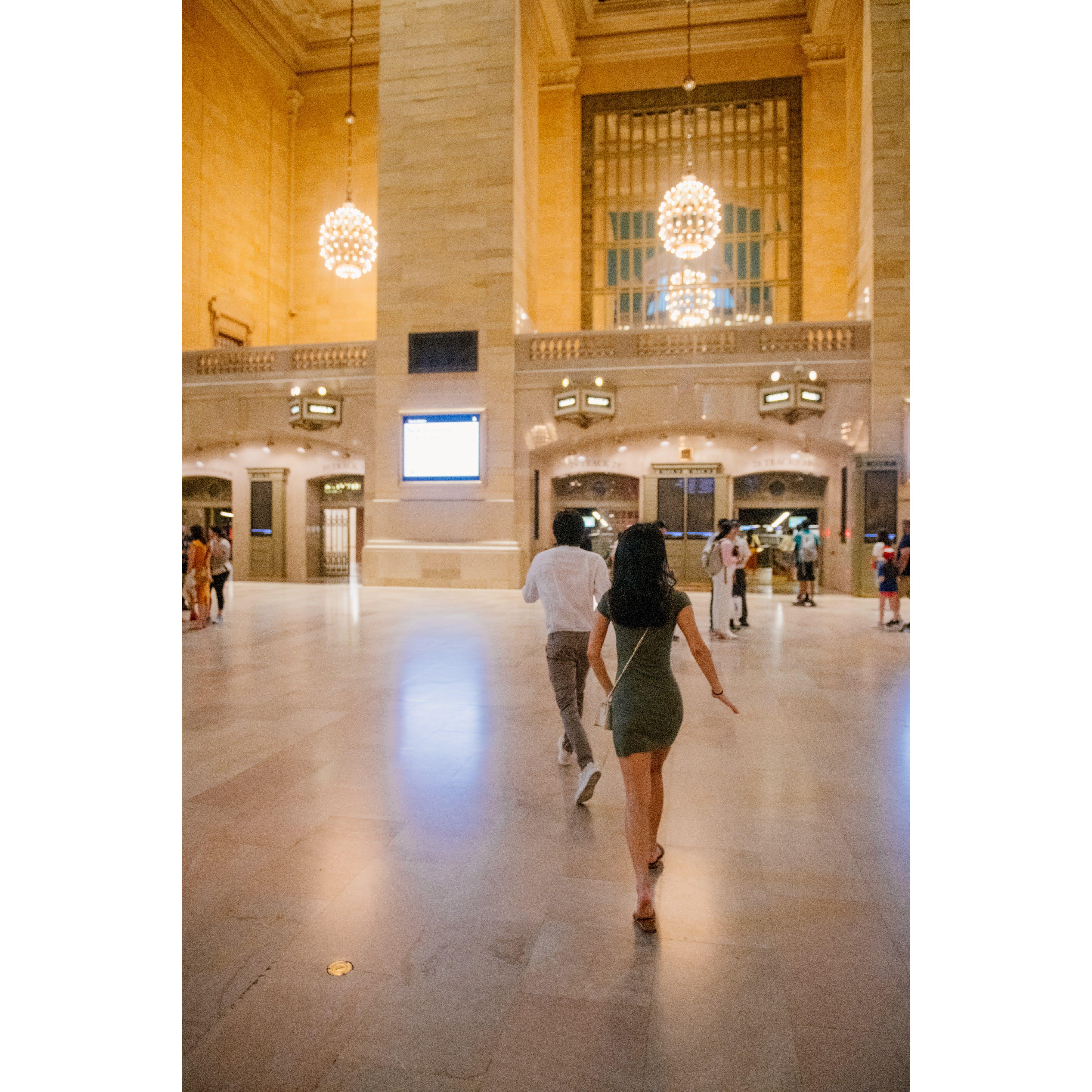 Racing to catch the train at Grand Central, a common experience for us.