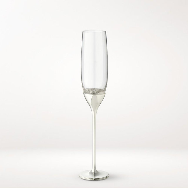 Heirloom Silver Champagne Flutes, Set of 2