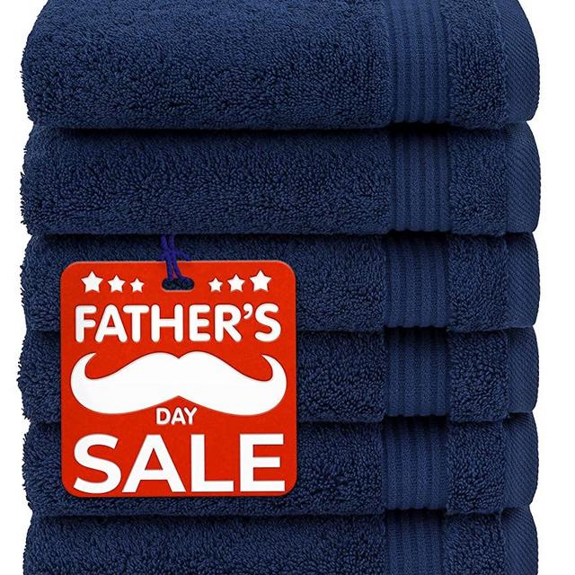 Luxury & Hotel Quality Turkish Cotton 6-Piece Hand Towel Set, Extra Soft & Absorbent for Face & Hands by United Home Textile, Navy Blue