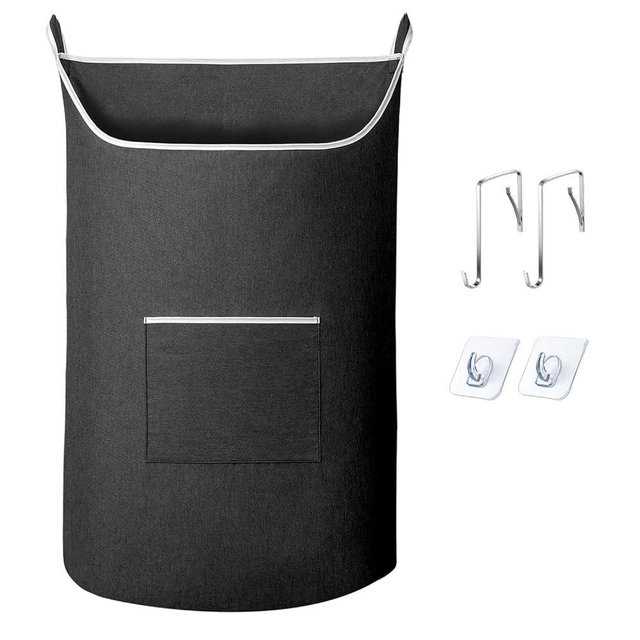 SAVERHO Laundry Hamper, XL Hanging Storage Bag, Black, 36X22 Inch, Durable, Large Capacity, Waterproof