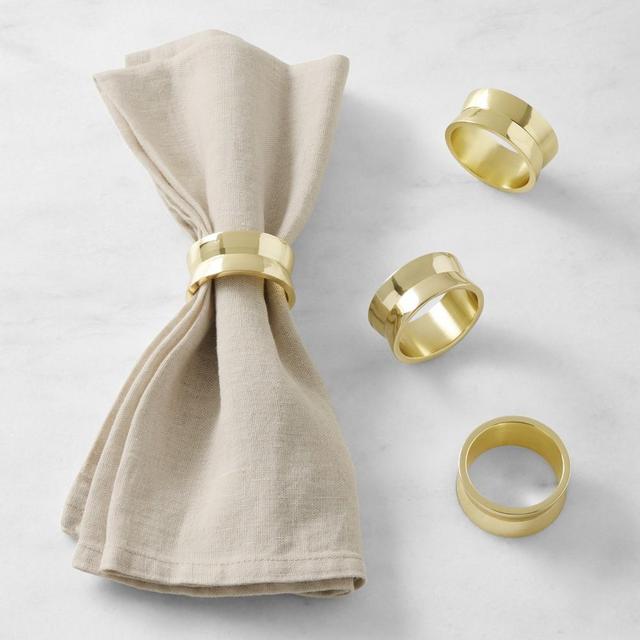 Cinched Metal Napkin Ring, Set of 4, Gold