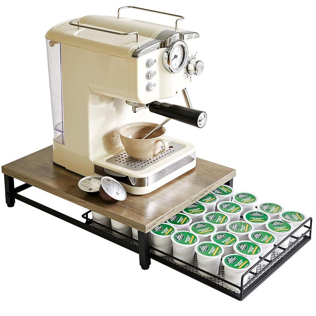 IBUYKE Coffee Pod Drawer Holder for K Cup, 35 Capacity Capsule Pods Storage Organizer,Under Coffee Pot Storage Drawer, Home Kitchen Coffee Pod Holder Counter Coffee Station UTCJ001Y