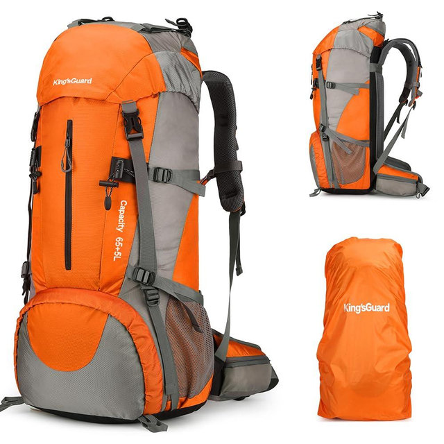 King'sGuard 70L Hiking Backpack with Rain Cover Lightweight Travel Backpack Waterproof Camping Backpack