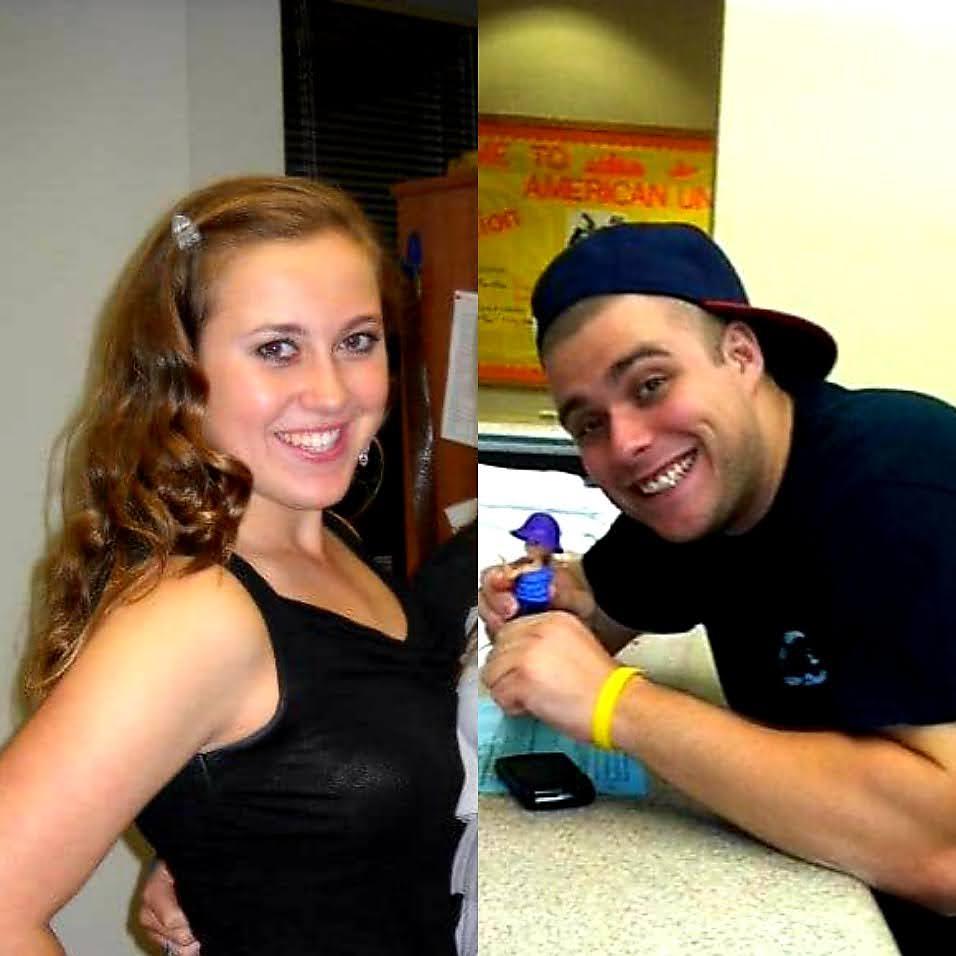 We have no photos of when we first met at AU in 2011 - here's what we looked like back then!

Alt Text: a spliced photo of Maeghan and Keiran from 2011, to recreate how they looked back then