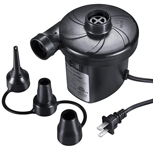 Etekcity Air Pump for Inflatables Electric Air Mattress Pump, Pool Floats, Inflatables Boat Raft Toys, Quick-Fill AC Inflator Deflator with 3 Nozzles