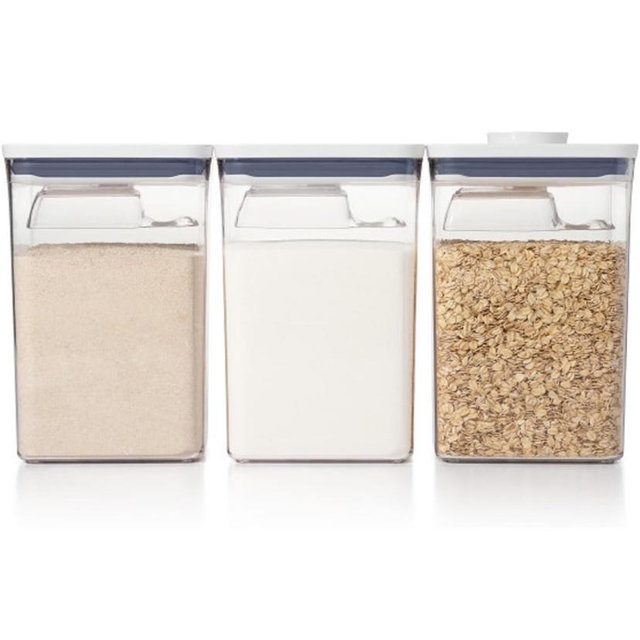 OXO Good Grips 6 Piece(3 Containers & 3 Scoops) Large Canister Set with Scoops, 4.4 qt each, White