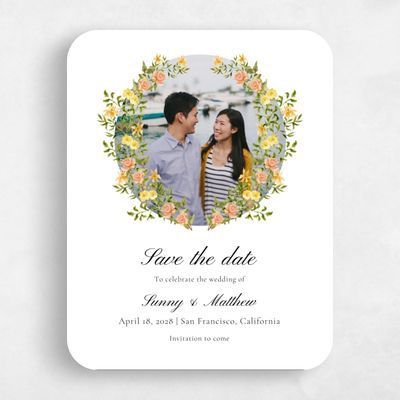 Orange Rounded Wedding Save the Date - Villagio Photo