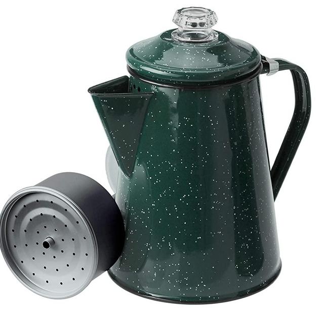 GSI Outdoors 8 Cup Enamelware Percolator Coffee Pot for Brewing Coffee over Stove and Fire | Ideal for Campsite, Cabin, RV, Kitchen, Groups, Backpacking