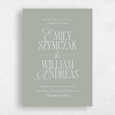 Pale Sage, Green Wedding Invitation - Thisbe Classic