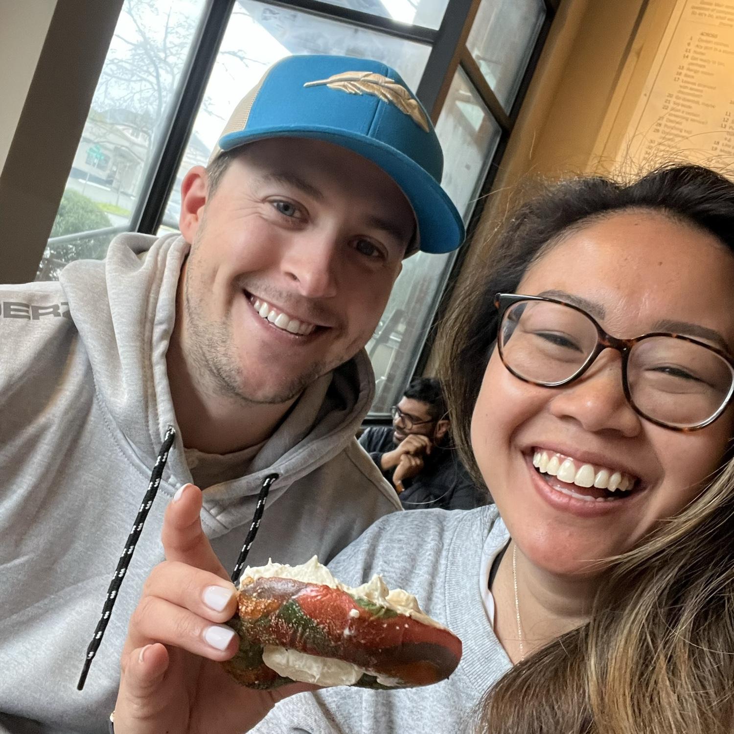 Our favorite bagel place in Seattle - lots of our favorite mornings in Seattle were getting these bagels and coffee and doing crossword puzzles together.