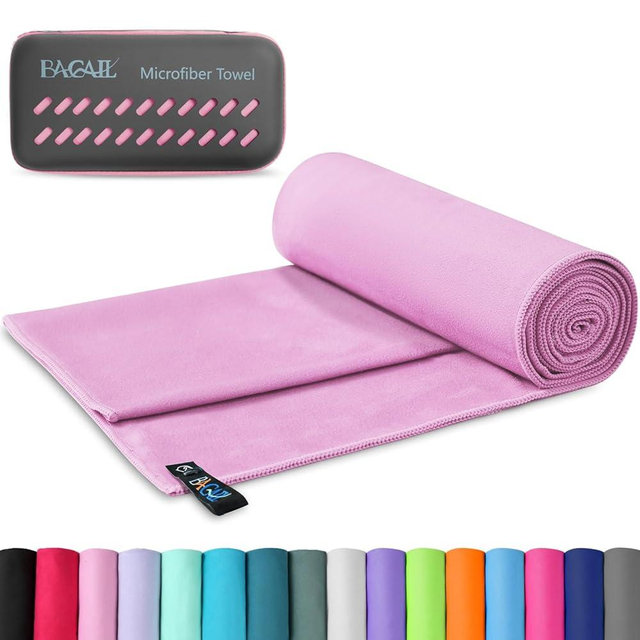 BAGAIL Camping Towel with EVA Case, Compact & Ultra Soft Microfiber Travel Towel - Super Absorbent & Lightweight Quick Dry Towels for Sports, Beach, Gym, Backpacking, Hiking and Yoga