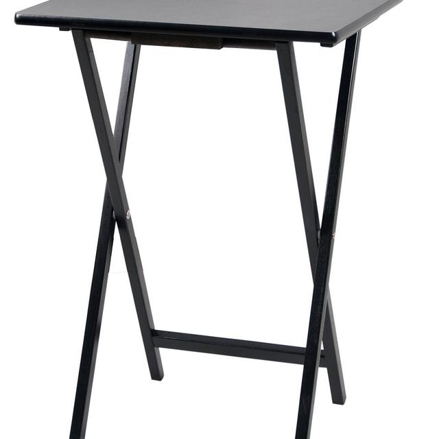 PJ Wood Folding TV Tray & Snack Table - Black
