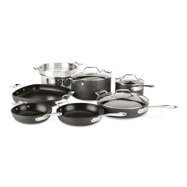 All-Clad Essentials Hard Anodized Nonstick Cookware Set, 10 piece