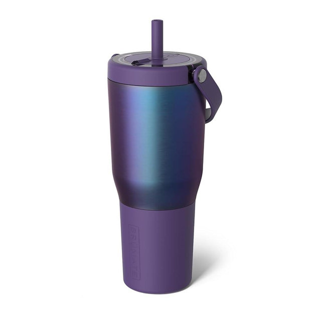 BrüMate Resa 35oz 100% Leakproof Travel Tumbler with Handle & Straw | Flexible SoftSip Straw | Silicone Sleeve for Durability | Stainless Steel | Cup Holder & Travel Friendly | (Dark Aura)