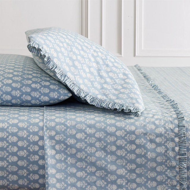 Thistle Sheet Set, King, Mist Blue