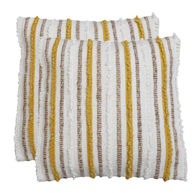 2pk 20"x20" Oversize Kloven Cotton Square Throw Pillows Yellow - Decor Therapy