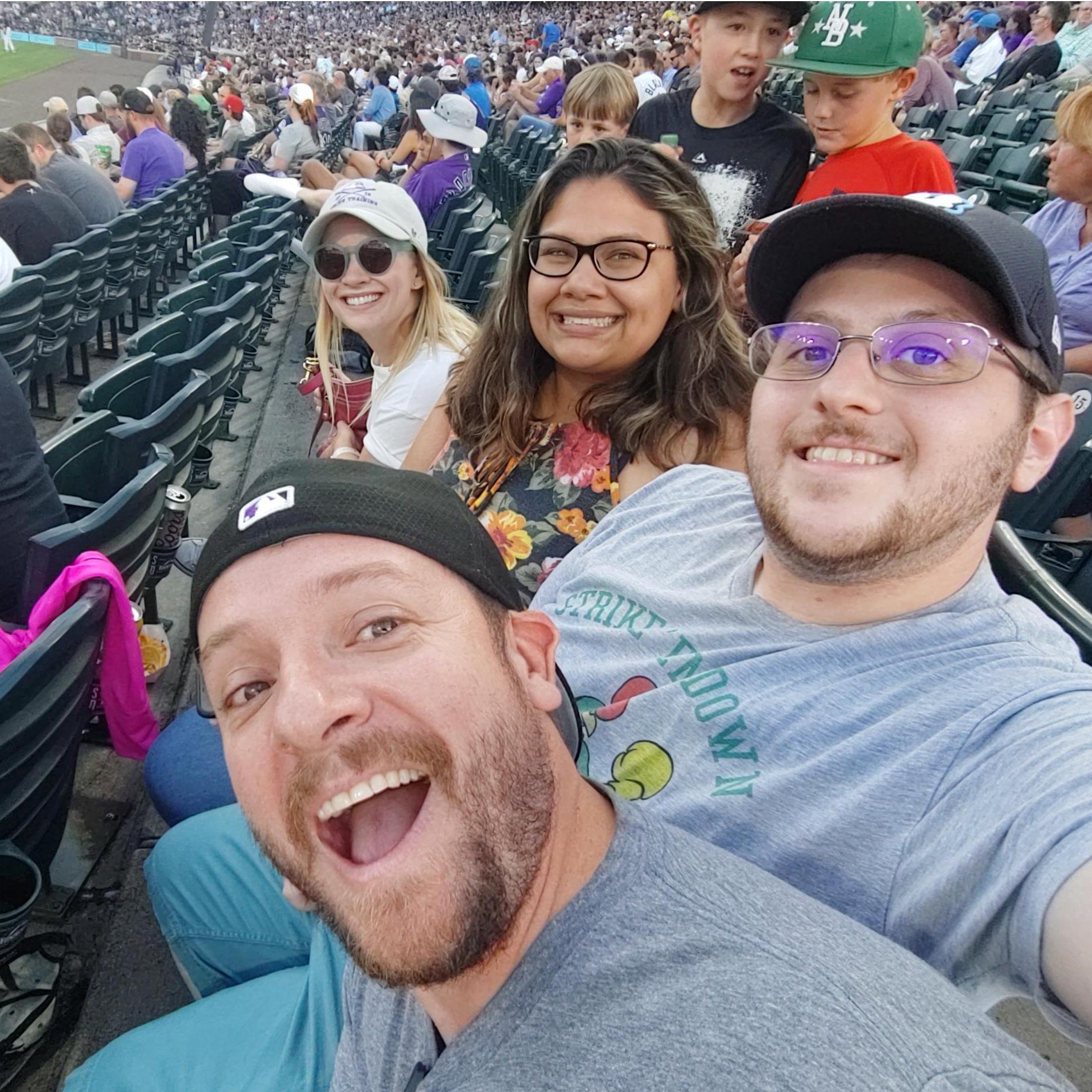 At a Colorado Rockies game with CSC and Brandon!