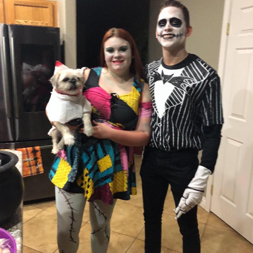 Halloween 2018 we where Jack, Sally and zero from the movie Nightmare before Christmas