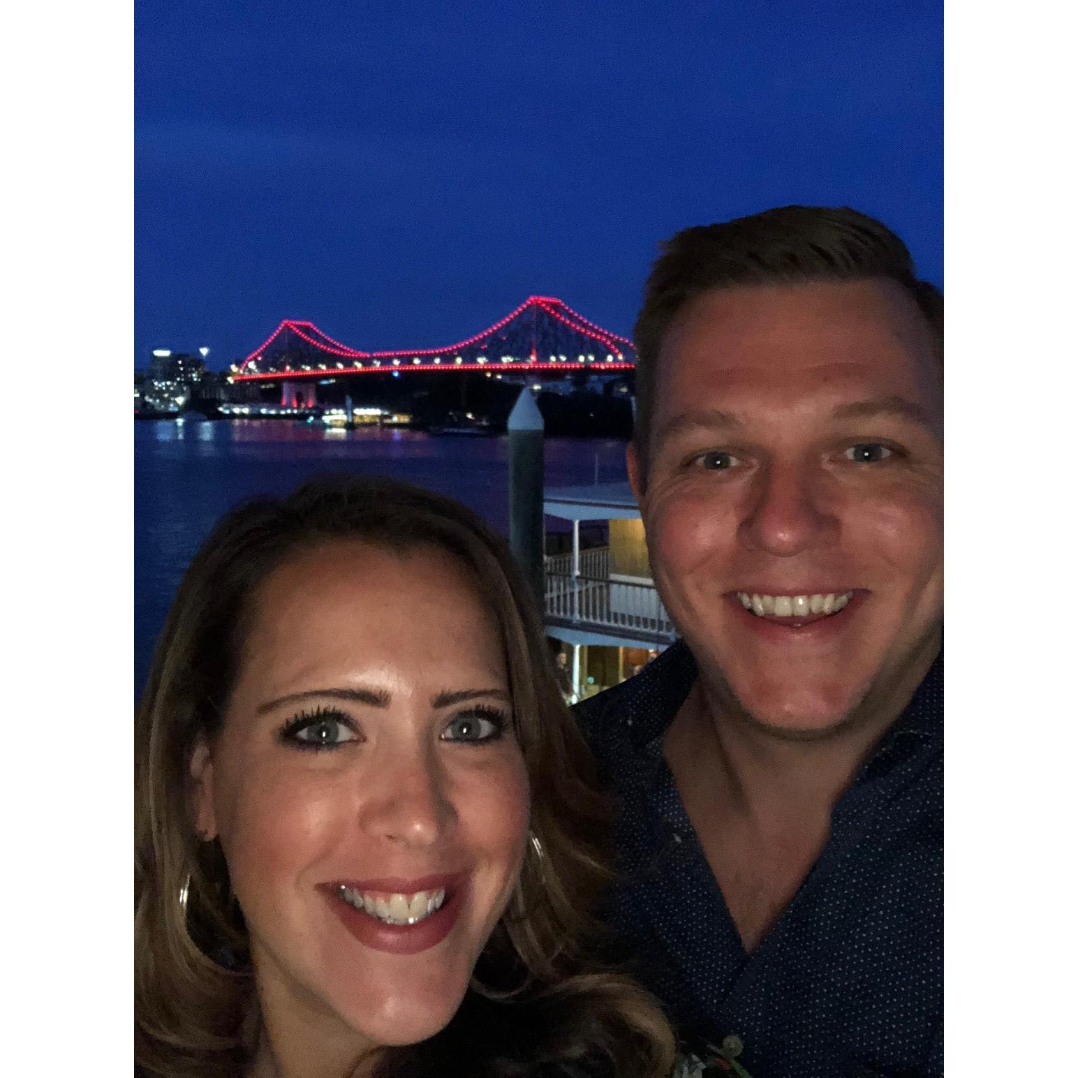 Our engagement dinner in Brisbane, Australia!