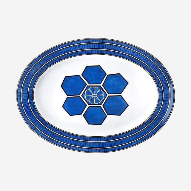 Bleus d'Ailleurs oval platter, large model