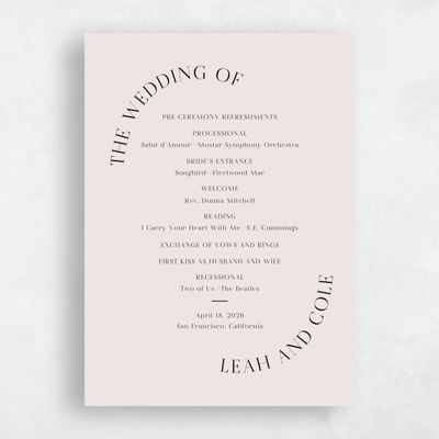 Beige Simple Wedding Program - Tarbert