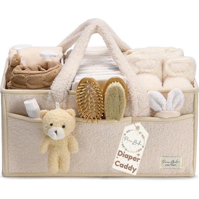 PeraBella Baby Diaper Caddy Organizer for Changing Table, Baby Storage Basket for Diapers and Baby Wipes, Gift for Baby Shower, Car Caddy Organizer, Nursery Diaper Organizer, Portable Diaper Storage