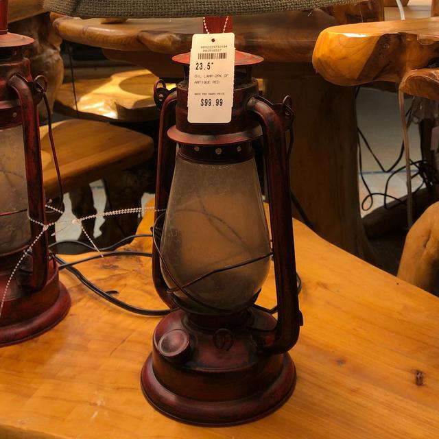 Oil Lamp-2PK CF Antique Red