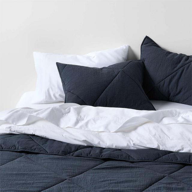 Aire Cotton Crinkle Matelasse Midnight Navy King Comforter