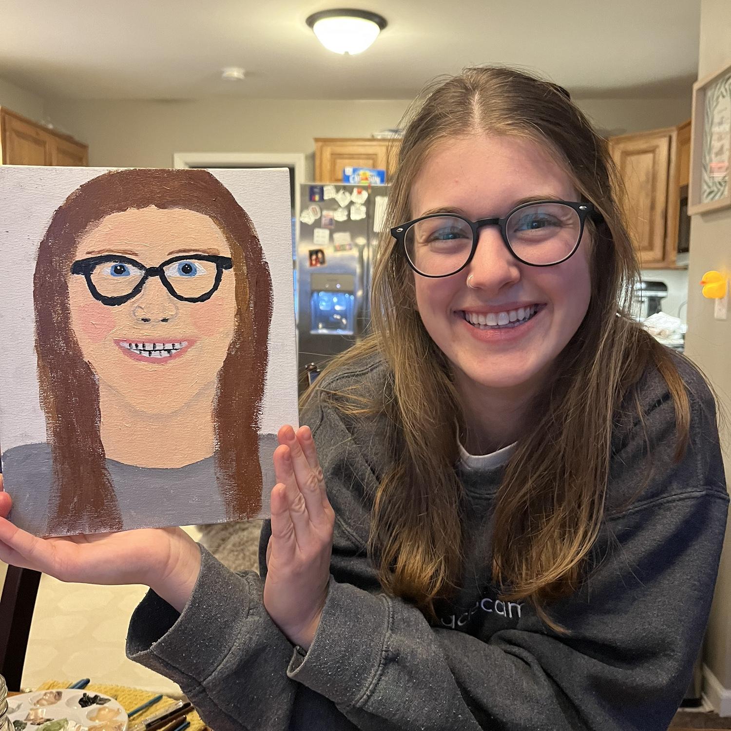 As a date night activity we painted portraits of each other - this is the one David painted of Kendra...