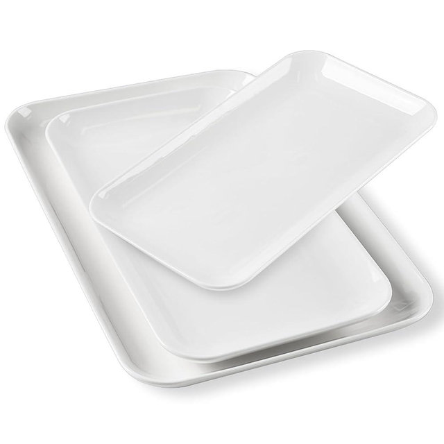 DELLING Serving Platter, 18/16/14inch Large Serving Tray, Serving Platters for Snacks, Fruit, Turkey, Dessert, Serving Trays for Entertaining at Parties and Weddings, Microwave Dishwasher Oven Safe