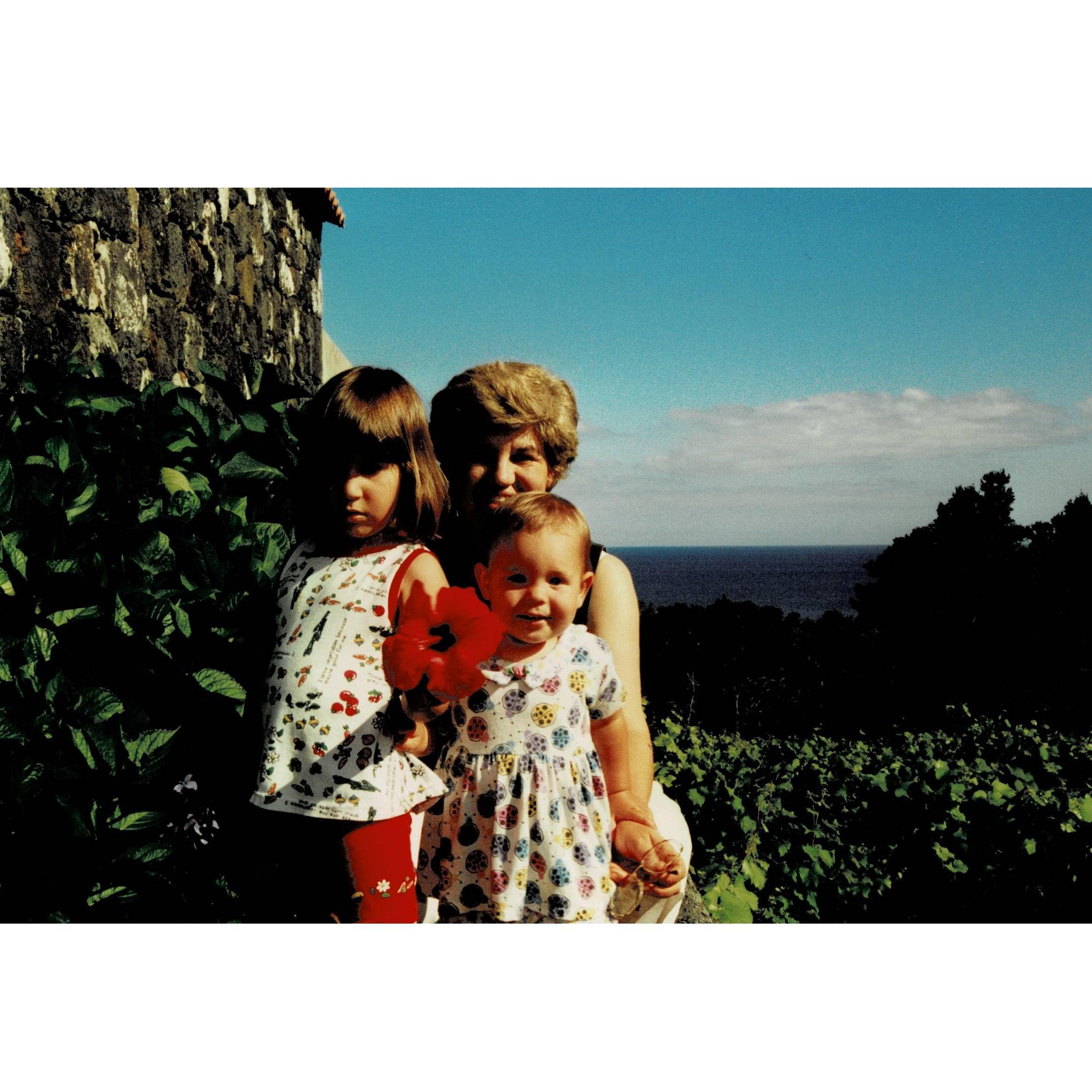 Marina, her grandmother & her sister at her grandfather's vineyard on Pico island